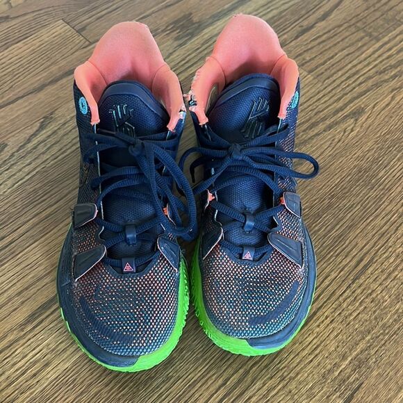 Nike Kyrie 7 Midnight Navy Blue Green Basketball Shoes Sneakers - Picture 4 of 9